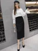 2024 summer new women's stretch slim temperament bag hip skirt ladies Knee-Length Casual Polyester Solid