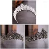 Headpieces barock strass kristallpärlad pannband tiara brud krona bröllop koreanska hårprydnader