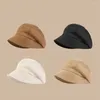 Berets Literary Retro British Style Autumn Winter All-match Solid Color Painter Hat Women Cap Suede Warm Korean