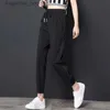 سروال نسائي Capris Summer Mesh Cut Sports Pants 2023 High Weist Lace Thin Korean Edition Loose Disual Wrap Womens Hare Pants C240411