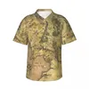 Chemises décontractées pour hommes colorés géographiques élégants hawaïens courte-manche