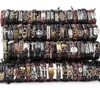 Hoqiaga 100pcs Bracelets en cuir Men Femmes VINGINE VINTAGE PUNK ROTRO Retro Couple bracelet à la main