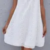 Abiti casual Ladies Summer Fashion Sleeveless Hollow Out Dress Out Solido O Neck White Princess Streetwear Women Party
