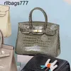 Designer Leather Bk Bags Handmade Crocodile Highgloss Plane 25 Bags 2024 Fashion Light Luxury Large Capacity Handbag