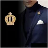 Pins Broschen koreanische Modekronbrosche Herrenanzug Anzug Mantel Halsband Stift Strass