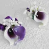 Fleurs décoratives décor corsage décoration de mariée Bridesmaid Brooch Prom Simulation fleur de mariage violet