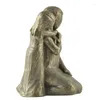 Decorative Figurines Resin Craft Bronze 13 Cm Vintage Daughter Hug Mom Statues And Girl Sculpture Home Decor Gift For Mother