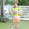 New Girl Boy Cheerleading Uniforme Kids Sparkling Rhingestone Imprimée à manches longues Cheer Dance Open Navel Show Costume avec chaussette