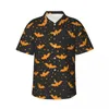 Herren lässige Hemden Fledermäuse und Star Beach-Hemd Gothic Halloween Hawaiianer Vintage Blusen kurzärmelig bequemes Design Top