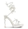 여름 럭셔리 rene Margot Crystal Sandals 신발 뱀 포장 나비 끈으로 묶인 하이힐 파티 드레스 웨딩 Caovilla 검투사 Sandalias EU35-43 New