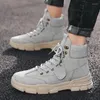 Casual Shoes Men Autumn Plus Fleece Men's British Style High Top Boots Work Ankel Sneakers M121