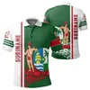 Herrpolos surinam flaggkarta 3D -tryck Polo -skjortor för män Casual Surinam Sport Jersey National Emblem Shirt Skjorta med vapen Kort ärm