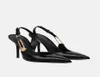 Talons de créateurs Slingbacks Femmes Chaussures habillées Luxury Sécurité Pumps Pumps à talon pointu de cuir breveté Patent EU3539 avec boîte D3073936