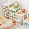 Kawaii Desktop Stationery opslagbox Organizer Penhouder Make -up cosmetische plastic lade opbergdoos Bureau Bureau Organizer schattig