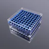 Caja de Congelador de Laboratorio, Estante de Tubo, Color Azul, 81-well, Polipropileno, PCR, Puede Acoomodar Crioviales de 2ml O Menos