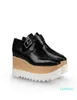Nuevo Elyse Stella Stella McCartney Scarpe Plataforma Zapatos para mujeres cuero negro genuino con suela blanca3775442