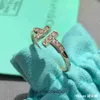 High End Designer Rings Tifancy 18k Gold Double Rose Rose Gold Wedding Ring Pure Silver Par Ring Male and Female Open Ring Original 1: 1 med riktig logotyp