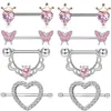 Stainless Steel Crown Nipple Piercing Set Heart Jewelry Bulk Crystal Ring Lot Pezon Body Pack 240407