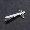 TIE Clips Tiz Clef Piyano Skoru Tie Clip Müzik Notu Bakır Kufflinks Set Business Gümüş Kravat Partisi Hediyesi Y240411