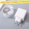 Chargeur Supervooc de haute qualité EU / US QC3.0 Adaptateur de charge rapide 1M 6A Type C Câble pour Realme GT Neo 2 3T 9 I 10pro + Find X2