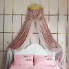 French Bed Valance Flanell Bedroom Decorative Mosquito Net Metal Crown Lace Mosquito Net Home Decor Bedside Curtain Anpassningsbar