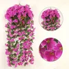 Fleurs décoratives Violet Fleur artificielle de la Saint-Valentin de fête de fête Simulation Mur Panier de suspension Orchidée Fake Silk Vine