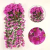 Flores decorativas Violet Violet Artificial Flower Flower Valentine Party Decoration Simulation Wall Basking Basket Orchid Fake Silk Vine