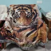 Cobertores textil city ins animal tigre cabeça tapeçaria cobertor americano retro decoração de casa cobertor cobertor grosso de acampamento ao ar livre