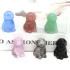 1.2" Cute Dog Statue Natural Stone Hand Carved Healing Crystal Animal Figurine Ornament Energy Gemstone Carft Home Decor Gifts