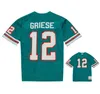 Jerseys de football cousus 12 Bob Griese 1973 Mesh Legacy Retired Retro Classics Jersey Men Women Yourth S-6XL