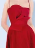 Deat-Vestido Plisado Rojo Para Mujer, Traje elegante de Lujo Sin Mangas, Cintura Alta, Primavera y Verano, 15G6683, 2024