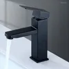 Bathroom Sink Faucets Stainless Steel Black Washbasin Modern Cold And Mixer Tap Square Single Hole Faucet