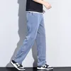 Jeans masculin 2024 Été de haute qualité Lyocell Tissu de lyocell masculin élastique lâche pantalon en denim mince droit mâle plus taille m-5xl