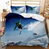 Ski Duvet Cover Extreme Sports Pattern Full King Size Decor Bedding Quilt Cover with Pillowcase for Adult Teens Kids Boys Cover