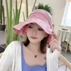 Korean fashion collapsible hat women's summer circle basin hat sun hat with bow sun protection hat