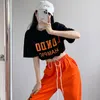 Abbigliamento hip hop per adulti top neri pantaloni arancioni casual danza da strada da strada da ballo jazz costumi da danza hip hop