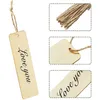 10pcs Wood Bookmark Bulk Blank Bookmarks with Ropes Wooden Book Markers Rectangle Thin Hanging Tag with Holes for DIY Graffiti