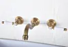 Bathroom Sink Faucets Antique Brass Basin Mix Tap Dual Handles Wall Mounted Kitchen Mixer Faucet Nsf509