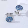 Cuff Links Cufflinks For Mens Man Scales of Justice Blue Enamel Balance Court Cuff Links Law Scales Jewelry Gift For Lawyer Judge Y240411