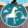 Asciugamano di spiaggia di unicorno rotondo, asciugamano per spiaggia unicorno anime in microfibra, asciugamano da bagno a sabbia asciutta rapida assorbente asciugamano da bagno