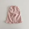 Pantalon automne nouveau bébé fille pantalon lâche fille solide pantalon de jambe large enfants vintage pantalon de dentelle