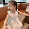 Robes de fille 2024 Été Kids Girls Robe Childrens Lace Portez des robes blanches fines bébé fille décontractée Robe de princesse