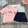 Classics Baby Tracksuits 3D Printing Floral Girls Hobe Suit Kids Designer Clother Taille 100-150 cm T-shirt et jupe plissée kaki 24april