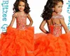 بلينغ بريق زخرفة برتقالية ريزي Girl039S Pageant Off Houtge Tiers Organza Ruffles Princess Ball Ords7439226