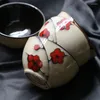 Miski Antowall Japońskie 1PCS czerwony kwiat głęboki talerz Big Bowl Household Ceramiczne zastawa stołowa zupa zupa