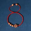 Hand Carving Mahogany Peach Blossom Bracelet Lucky Bangle For Adult Best Friends Gift Bracelet Anklet Size Adjust Drop Shipping