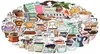 50 pcs Vintage Coffee Stickers for Laptop Guitar Bike Game console Luggage Fridge Waterproof Cute Drinks Cartoon Sticker Pack2392388