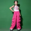 Kids Kpop Street Wear Dancing Vêtements Crop Tank Gest Tops Pink Casual Cargo Hip Hop Pantal
