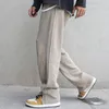 Men's Pants Trousers For Men Slit Wide Casual Man Black Straight Sale Stylish Cotton Streetwear Classic Fashion Summer