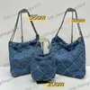 24P Mini Medium Large Designer Blue Deim Quilted Shoulder Bags With Coin Lucky Charm Silver Chain Handbags Diamond Lattice Large Capacity Pouch Purse 20cm 35cm 39cm